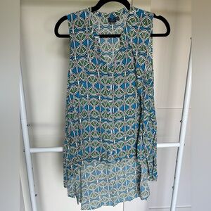 Kaari Blue Printed Sleeveless Blouse